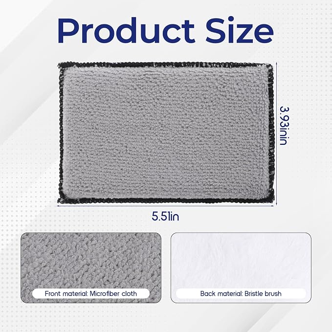3 Pcs Car Interior Scrubbing Sponges, 5”x3” Auto Detailing Scrub Pads, Microfiber Car Wash Sponges, Interior Cleaning Sponge for Leather, Plastic, Vinyl, Upholstery