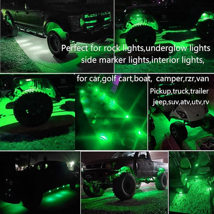 20 Pcs Green LED Rock Strip Lights,Wheel Well Underglow Lighting Kits,Car Rock Lights Exterior Side Marker Lights for Wrangler Truck Golf Cart RV RV SUV Offroad