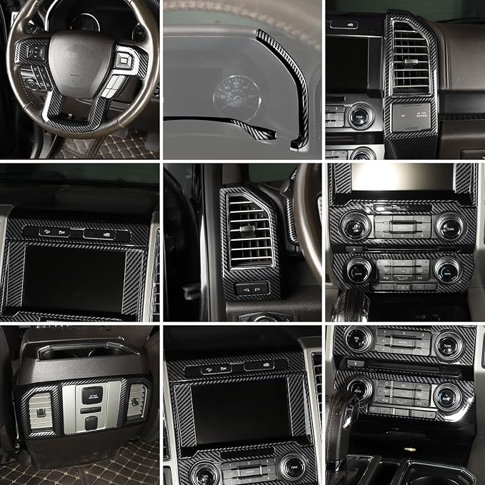 JeCar 16PCS Full Set Carbon Fiber Interior Trim Kit for 2015-2020 Ford F150