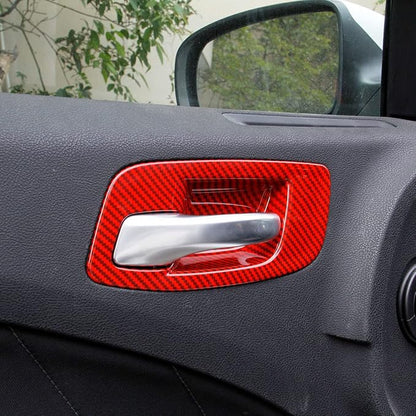 crosselec Red Carbon Fiber Inner Door Handle Bowl Cover Trim for Dodge Charger 2011-2021/ Chrysler 300 2015-2021