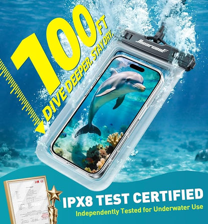Hiearcool Waterproof Phone Pouch, Waterproof Phone Case with Crossbody Lanyard Compatible for iPhone 17 16 15 14 13 Pro Max Up to 8.9", Cellphone Dry Bag Travel Essentials for Beach -Clear-2Pack