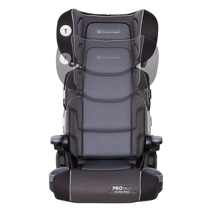Baby Trend Protect 2-in-1 Booster Seat, Grey Tech – Lightweight Belt-Positioning Design, Cushioned Comfort, Everyday Big-Kid Support