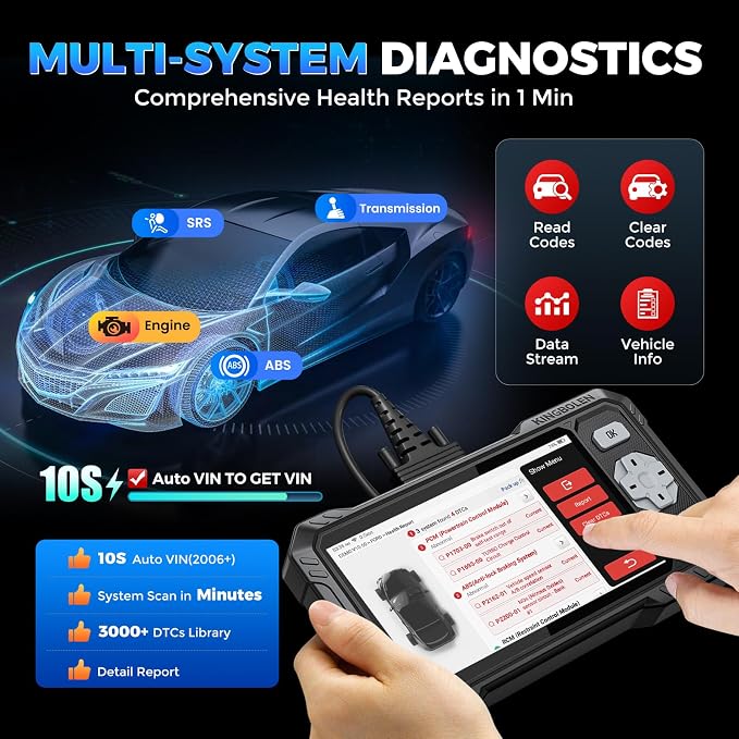KINGBOLEN OBD2 Scanner S608, 2026 Bidirectional Scan Tool for ABS/SRS/Transmission/Engine, 9 Resets Oil Brake DPF Bleed Gear Injector Throttle BMS SAS, CAN FD & FCA/Renault SGW, Lifetime Free Update