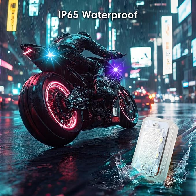 11 LEDs Wireless Strobe Lights with Remote 500mAh Rechargeable Car RGB Car Interior Ambient Lighting Anti-Collision Strobes Light for Motocycle Vehicle Bike Scooter Warning Flashing 4PCS