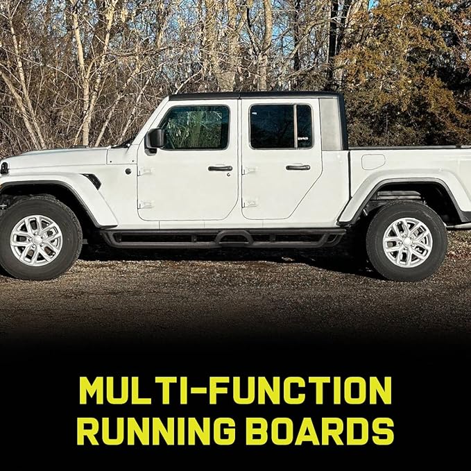 BINARY STAR Running Boards Compatible with 2020-2026 Jeep Gladiator Jt 4 Door, Multi-Function Running Boards Made with Carbon Steel, 6 Inch Gladiator Side Steps Step Bars Nerf Bars