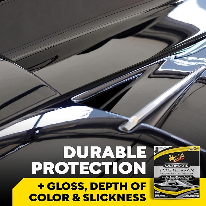 Meguiar's Ultimate Paste Wax, Premium Car Wax for a Deep Gloss with Lasting Protection, Easy to Apply and Remove, Clear Coat Safe, Microfiber Towel and Applicator Included, 8 Oz Paste