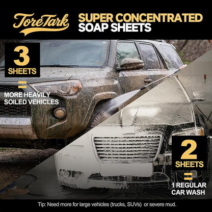 Car Wash Soap Strip 30 count, Concentrated High Foaming Car Soap, Instant Dissolves in 5 Seconds Greater Cleaning Action, No Mixing Safe Washes for Cars, Trucks, Motorcycles, RVs, and More