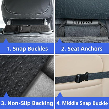 PETICON Front Seat Cover 2 Pack, Full Protection Dog Car Seat Cover with Side Flaps, Nonslip Scratchproof Captain Chair Seat Cover Fits for Cars, Trucks, SUVs, Jeep, Black