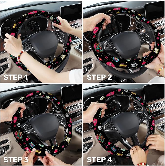 GENANY Royal Cat Steering Wheel Cover, Non Slip Polyester Car Wheel Protector for Car SUV Truck, Universal 15 Inch