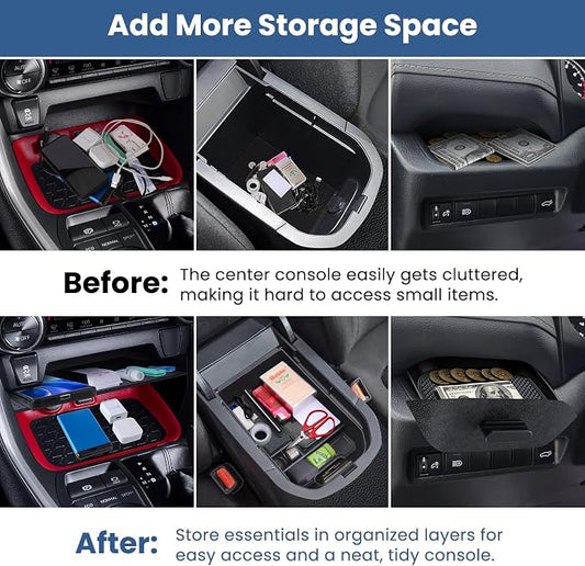 DIAMOOKY Upgraded Center Console Organizer Compatible with Toyota RAV4 2025 2024 2023 2022 2021 2020 2019 Interior Accessories, Gear Shift Storage Tray Drivers Side Cubby Drawer Storage Box - 3pcs