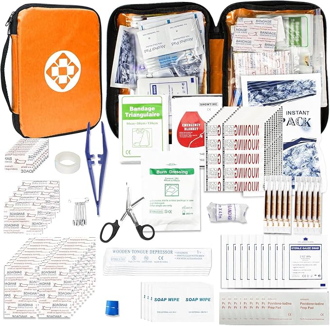 300Piece Portable First Aid Kit Refill Supplies for Car Mini Caming Emergency First Aid Kit Hiking Survival Essential Kit for Outdoor Adventure Emergency Case, Orange 1st Aid