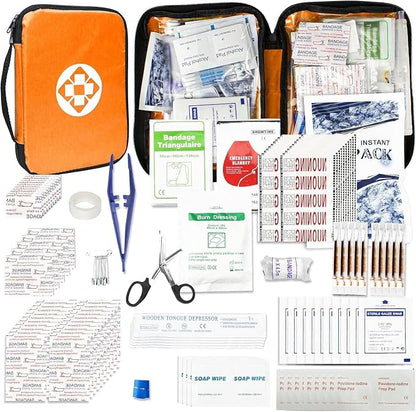 300Piece Portable First Aid Kit Refill Supplies for Car Mini Caming Emergency First Aid Kit Hiking Survival Essential Kit for Outdoor Adventure Emergency Case, Orange 1st Aid