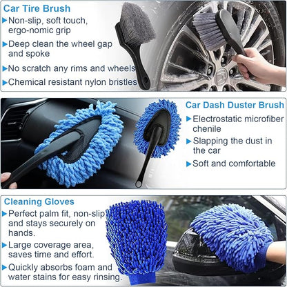26PCS Car Detailing Kit, Car Detailing Brush Set, Car Cleaning Kit, Auto Detailing Tools for Interior Exterior Wheels, Professional Car Wash Accessories with Windshield Cleaning Tool and Storage Bag