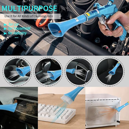 GOCCIDA Tornado Dry Car Cleaning Gun Detailing Interior Dryer Air Blow Gun for Car Detailing Air Gun Car Dust Cleaner Air Compressor Blower Gun with Nozzle and Auto Detailing Dusting Brush