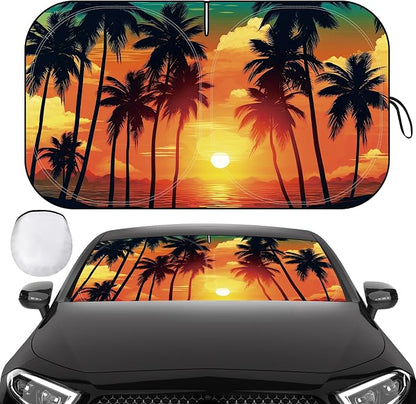 Windshield Sun Shade, Car Sun Shade Windshield, Reflector Sunshade Offers Ultimate Protection for Car Interior, Reflective Polyester Blocks Heat for Sedans, Mini SUVs, Hatchbacks - 57 x 31.5 inches