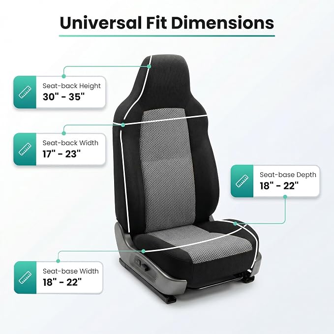 FH Group Automotive Front Car Seat Covers for SUV, Trucks, Sedan and More - Universal Fit Front High Back Design Interior Accessories - 3D Mesh Fabric Center Panel - Gray