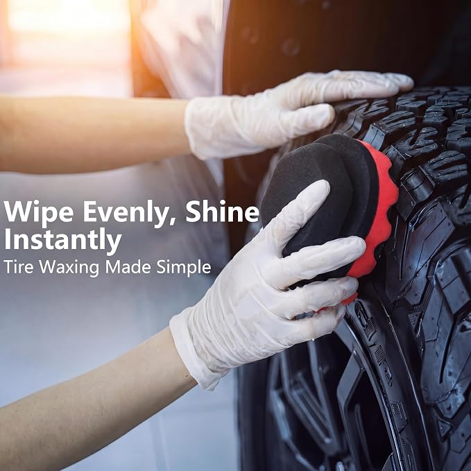 2 Pack Large Tire Shine Applicator Pad - Hex Grip Tire Applicator Sponge, Reusable Foam Sponge Tool for Car Detailing, Ideal for Applying Tire Shine & Tire Cleaner After Car Wash, Car Cleaning