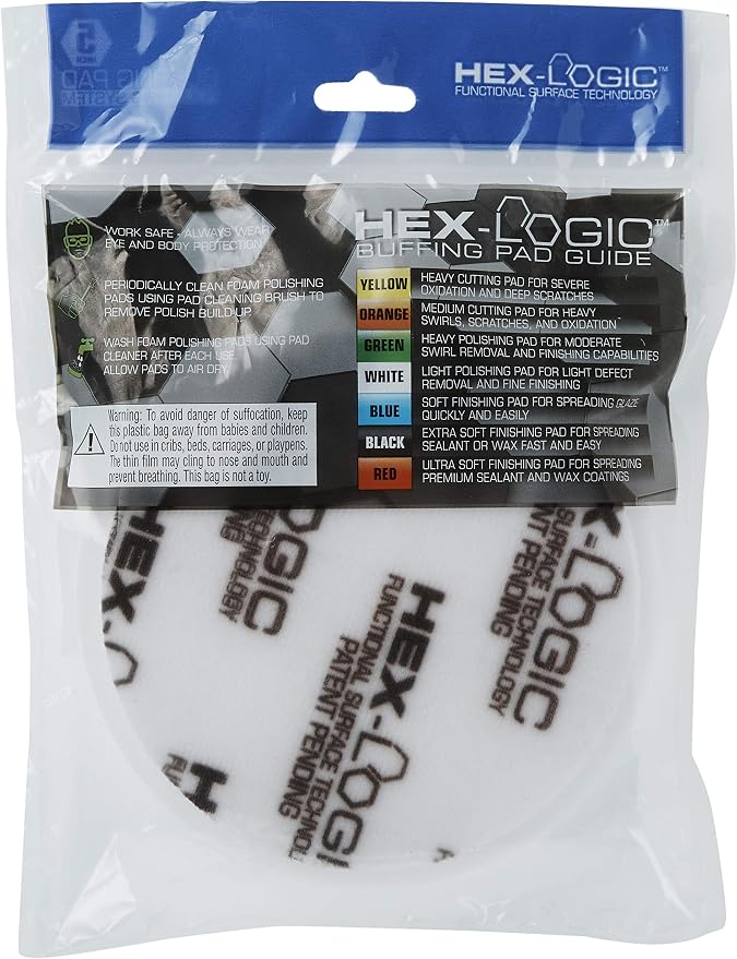 Chemical Guys BUFX_104_HEX5 Hex-Logic Light-Medium Polishing Pad, White, 5.5" Pad Made for 5" Backing Plates, 1 Pad Includeded