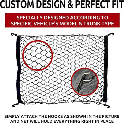 Floor Style Trunk Mesh Cargo Net Black for Jeep Wrangler JL 4XE 4 Door 2019-2026 Car Accessories - Premium Trunk Organizer and Storage - Cargo Net for SUV Vehicle Carrier Organizer