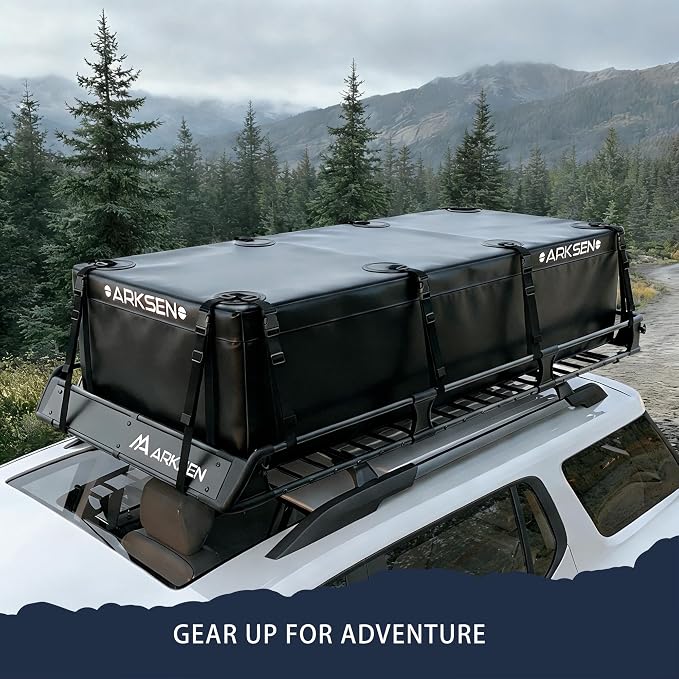 ARKSEN 2-in-1 Foldable Fairing Roof Rack Cargo Basket with 2 Nets, 82" x 39" Heavy Duty Steel Rooftop Carrier, 250 lbs Max Load, Fits SUV Truck Pickup for Kayaks, Canoes & Luggage