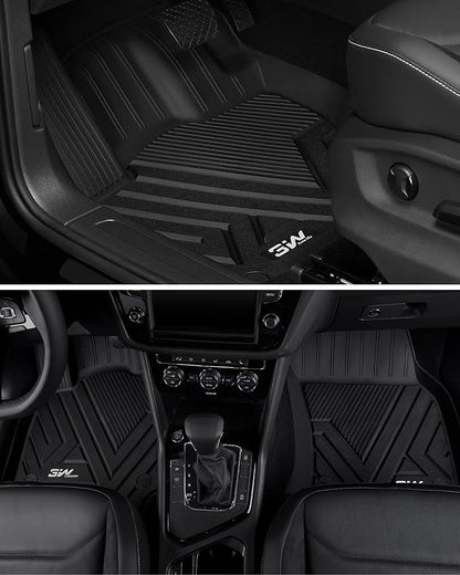 3W Floor Mats for Volkswagen Tiguan 2025 2026, All-Weather Protection TPE Car Mats 2 Rows VW Tiguan Accessories, Black