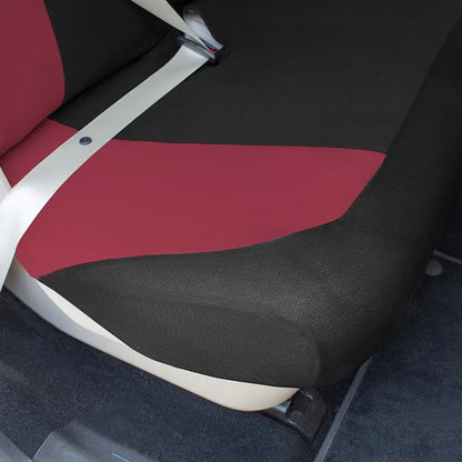 Universal Fit Chevron Flat Cloth Car Seat Covers Full Set - Burgundy