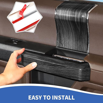 RAZPOY for F150 Inner Door Handles Covers & Door Handle Panel Trim Compatible with 2015-2020 Ford F150 Black Wood Grain Interior Accessories