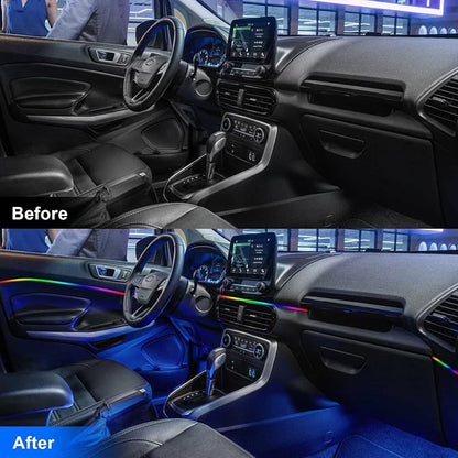 Interior Car LED Strip Lights, Acrylic LED Lights for Car with Wireless APP Dynamic Dreamcolor Chasing 6 in 1 Ambient Lighting Kits, 175 inches 593 LED Sound Active Function Neon Lights