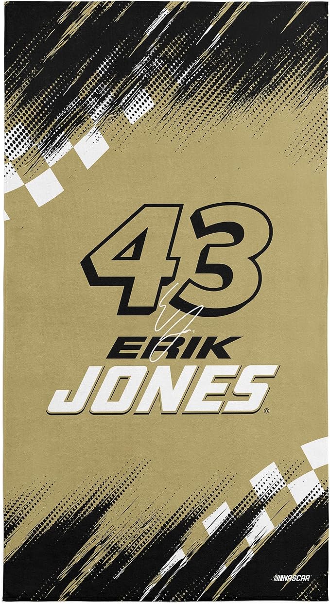 Northwest NASCAR Erik Jones Simple Speed Beach Towel, Cotton Blend Lightweight Bath, Pool Swim Travel Fan Gear, 30 x 60 Inch