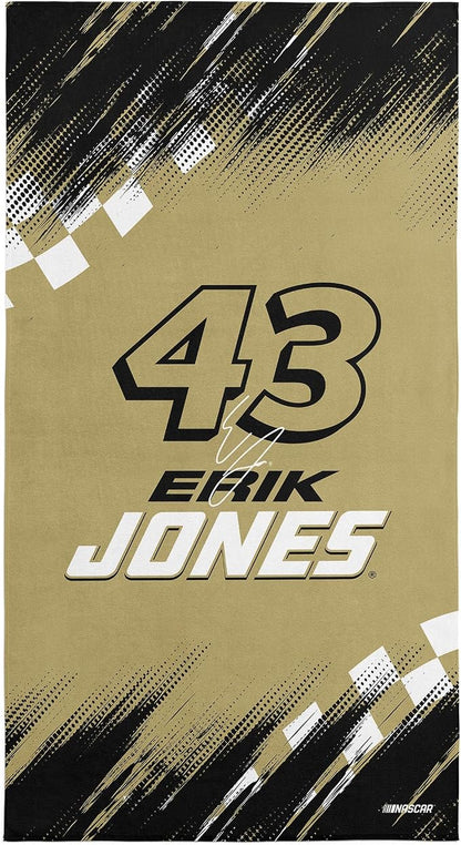 Northwest NASCAR Erik Jones Simple Speed Beach Towel, Cotton Blend Lightweight Bath, Pool Swim Travel Fan Gear, 30 x 60 Inch