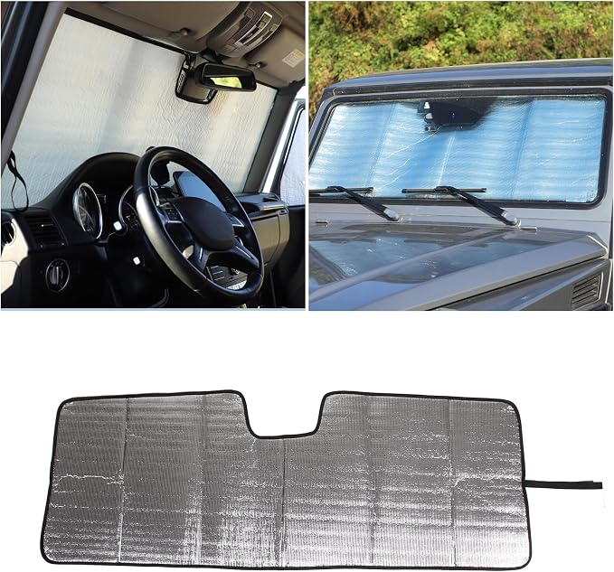Windshield Sun Shade Compatible with Mercedes Benz G Class W463 2004-2018 Foldable Front Windshield Sunshade Protector, Block UV Rays Keep Your Car Cooler