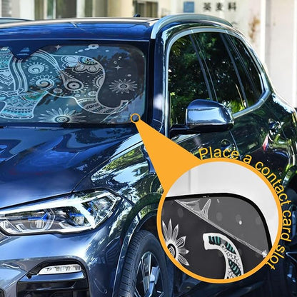 Elephant Window Shade for Car Elephant Windshield Sunshade Blocks UV Rays Visor Protector Indian Accordion Folding Sun Reflector Auto Sunshade for Car Truck SUV