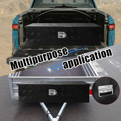 39x13x10 Inch Aluminum Truck Tool Box Heavy Duty Diamond Plate Pickup Tool Boxes Underbody Truck Bed Toolbox with Lock and Keys Suitable for Pickup RV Van Trailer Black