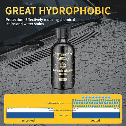 Graphene Ceramic Coating(70ml), Advanced 20H Ceramic Coating for Cars Long Lasting High Gloss Nano Graphene Coat Kit Hydrophbic Mirror Paint