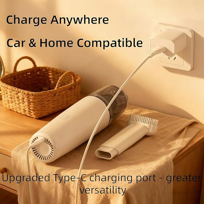 Handheld Vacuum Cordless, Car Vacuum Cleaner Portable with HEPA Filter, 2 Suction Modes, Mini Hand Held Vacuum Rechargeable for Car, Home, Pet Hair, Office, Keyboards(White)