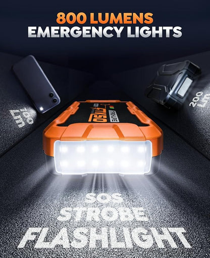 TREKURE Portable Car Jump Starter 8000A 26800mAh, Car Battery Jump Starter for All Gas and 12L Diesel Engines, Battery Jumper, Portable Jump Box Car Battery with Fast Charge, LED Light - Orange