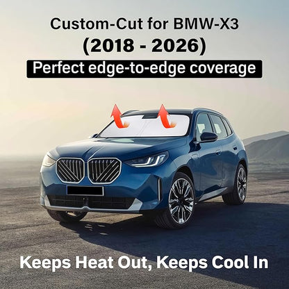 EcoNour Windshield Sunshade Compatible for BMW X3 2018-2024, 2025, 2026 Including sDrive30i, xDrive30i, M40i, and Hybrid Trims, Sun Visor for Front Window Sun Shade Cover, Car Accessories