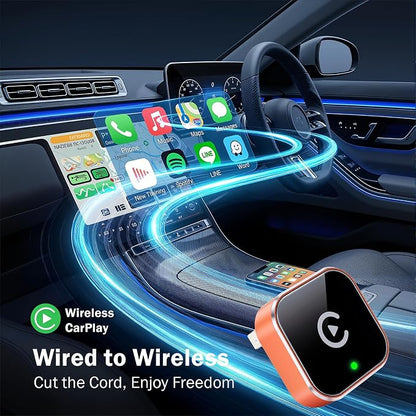 Wireless CarPlay Adapter for iPhone & Android Auto Adapter, Convert Wired to Wireless CarPlay Dongle,Dual-Band 5.8G WiFi+Bluetooth 5.4, Plug&Play, Compatible iOS10+ & Android11+ (1)