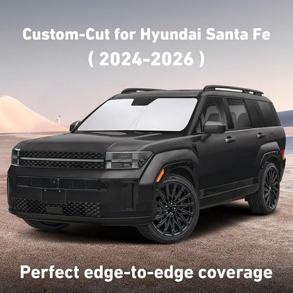 EcoNour Windshield Sunshade Compatible for Hyundai Santafe 2024 2025 2026, Sun Visor for Front Windshield & Window Sun Shade Cover, UV Heat Blocker & Protector, Car Accessories