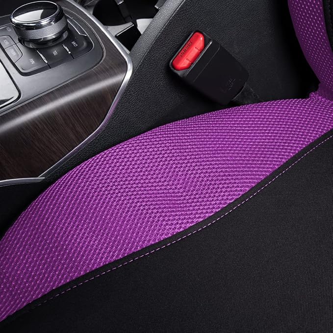 Flying Banner Butterfly car seat Covers ful Set Fashion Universal Lady Woman Female Rear Bench Split Colorized (2 Fronts, Purple)