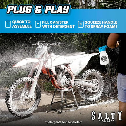 Salty Captain Foam Cannon For Hose – The Ultimate Foam Blaster that Connects to Any Garden Hose – Professional Car Wash Gun & Boat Wash with Concentration Adjustment – Scratch-Free Cleaning for Boats