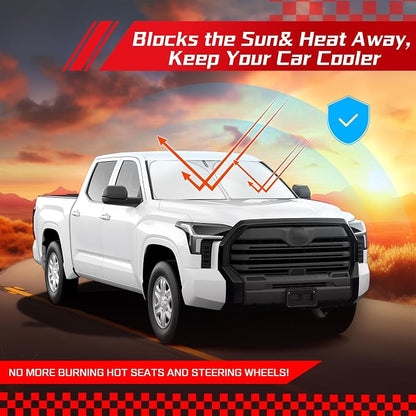ARISMOTOR Windshield Sun Shade for Toyota Tundra (Limited, SR5, Platinum, TRD Pro) 2022-2025 2026, Custom Fit Foldable Front Window Sunshade Sun Visor Protector, Block UV Rays Keep Your Car Cooler