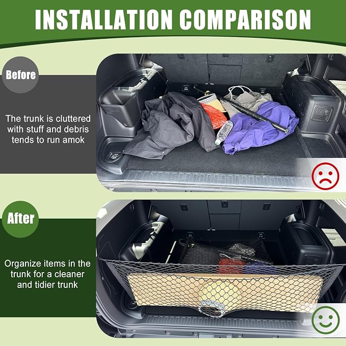 Trunk Cargo Net for 2010-2024 Toyota 4Runner 2 Row Model Only, Trunk Organizer Luggage Mesh Net Anti-Slip Rear Cargo Netting for 4 Runner SUV Accessories(Envelope Style+Floor Style)