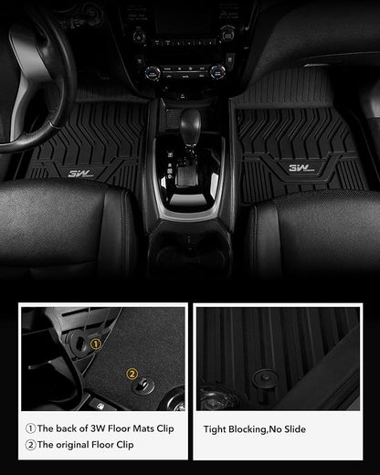 3W Floor Mats & Cargo Mats for Nissan Rogue 2021-2026 S/SV/SL/Platinum, Custom Fit TPE All Weather Floor Liner for Rogue Accessories Full Set Car Mats & Trunk Mat (Not Fit Rogue Sport), Black