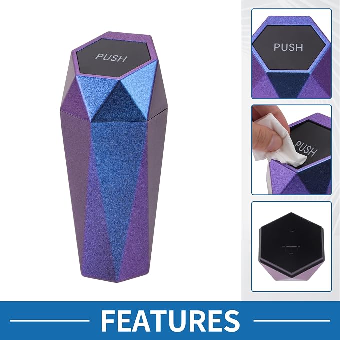 Car Trash Can Portable 3.5" Width 7.9" Height Trash Bin Plastic Gradient Blue 1 Pcs