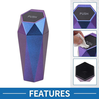 Car Trash Can Portable 3.5" Width 7.9" Height Trash Bin Plastic Gradient Blue 1 Pcs