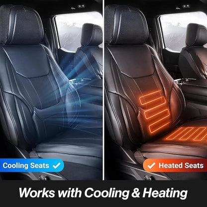 Coverland Custom Truck Car Seat Covers Full Set for [2008-2010 Ford F250 F350 Super Duty Crew, Super Cab Bucket Seats] - Protector Water Resistant Leather Memory Form Seat Cushion [Full Set-Black]