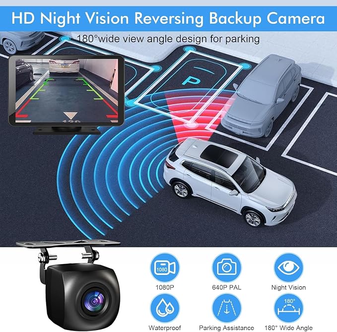 7" HD Portable Wireless Carplay Screen for Car, Touch Double Din Car Stereo with Apple Car Play & Android Auto, GPS, Voice Control, Mirror Link, Bluetooth Hands-Free, Multimedia Player for Vehicles