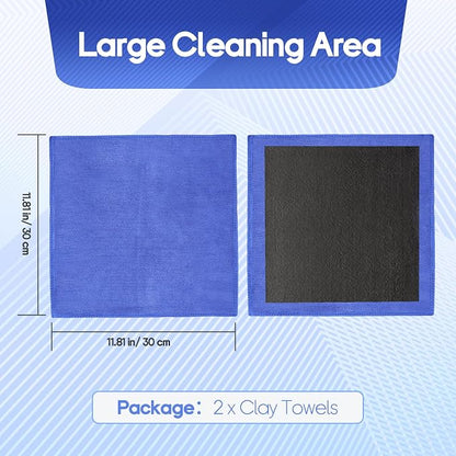 2PCS Clay Towel Auto Detailing, Clay Bar Towel Cloth Auto Detailing for Car (12 x 12 in) (Blue)