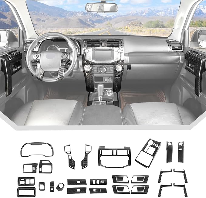 JeCar 31pcs Full Set Carbon Fiber Interior Trim Kit for 2010-2019 Toyota 4Runner Interior Accessories